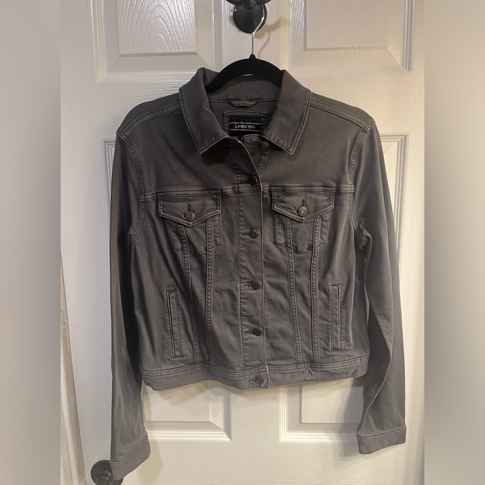 Lands End Gray Denim Jacket